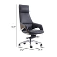 thumbnail image 5 of Akon Office Recliner Chair, Adjustable Height,Swivel, Lux Black Leather, 5 of 6
