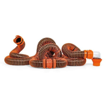 Camco RhinoEXTREME 20ft RV Sewer Hose Kit, Includes Swivel Fitting and Translucent Elbow with 4-In-1 Dump Station Fitting, Crush Resistant, Storage Caps Included (Best Rv Sewer Hose)