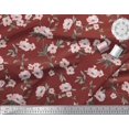 thumbnail image 2 of Soimoi Red Cotton Cambric Fabric Leaves & Peony Floral Print Fabric by the Yard 56 Inch Wide, 2 of 3