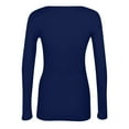 thumbnail image 4 of Womens Long Sleeve Shirts Square Neck Slim Fit Basic Tops Ribbed Thermal Undershirts Layering Tee Royal Blue L, 4 of 4