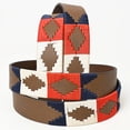 thumbnail image 2 of BE BAR H EQUINE Western Genuine Leather Men And Women Brown Belt Embroidered Red Blue & White, 2 of 4
