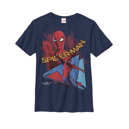 Boy s Marvel Spider-Man: Homecoming Logo Collage Graphic Tee Navy Blue Medium