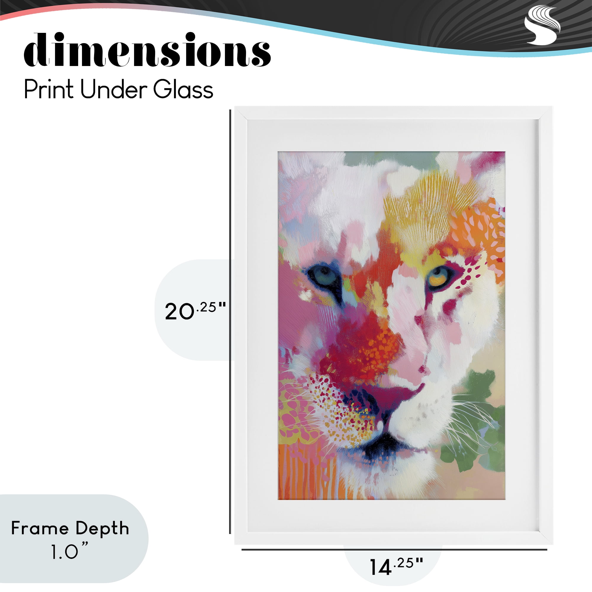 Stupell Industries Lion Eyes with Intense Gaze White Framed Print Under Glass, design by Chromatic Storm Studio