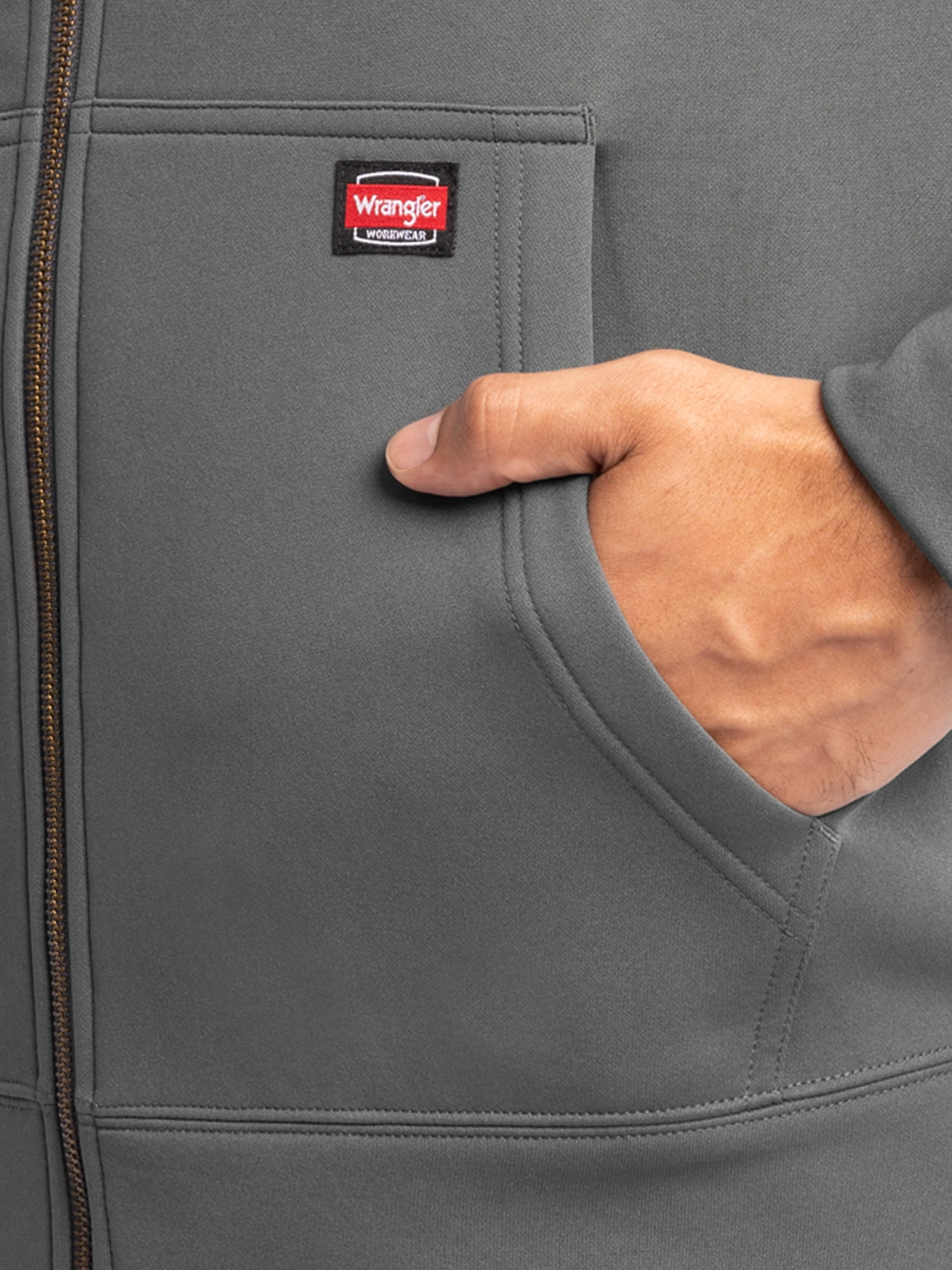 Wrangler Workwear Men's Full Zip Performance Fleece Hooded Work Jacket, Size S-5XL