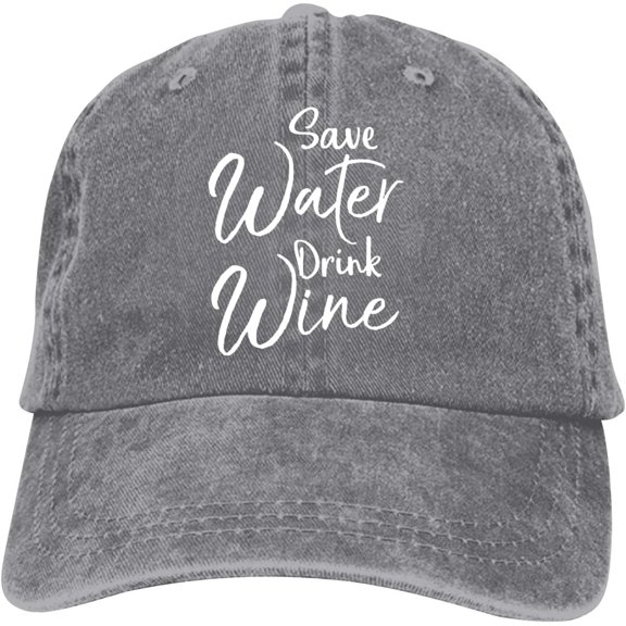 Save Water Drink Wine Baseball Cap Vintage Adjustable Washed Hats Cowboy Hats Denim Dad Hat for Men Women Boy Girl