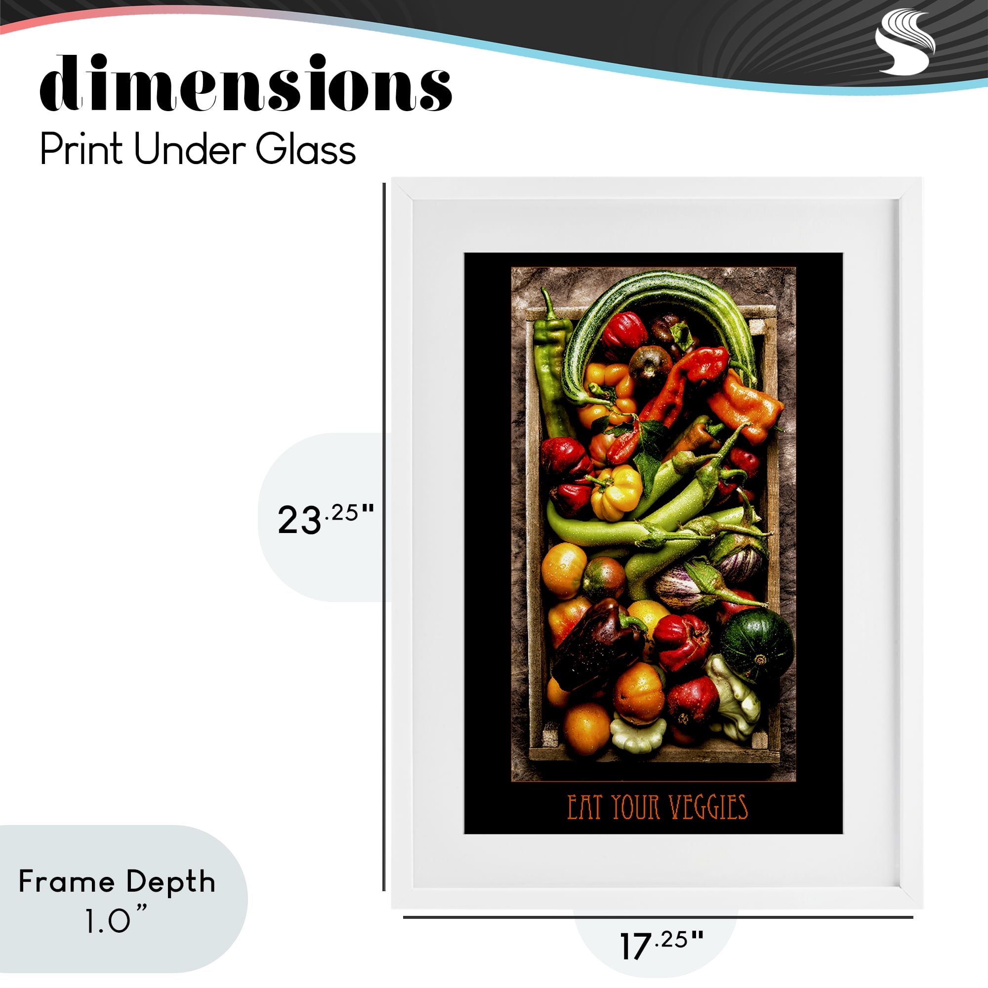 Stupell Industries Eat Your Veggies Vibrant Harvest White Framed Print Under Glass, design by Carl Kravats