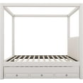 thumbnail image 5 of Twin Size Upholstery Canopy Platform Bed with Trundle and 3 Storage Drawers, Canopy Bed for Bedroom Guest Room, 5 of 7
