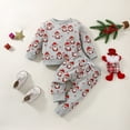 thumbnail image 2 of Generic Baby Kids Toddler Girls Boys Unisex Cotton Print Autumn Christmas Santa Long Sleeve Pants Pullover Sweatshirt Set Clothes for Holiday Christmas Party（12-18 Months Off-White）, 2 of 7
