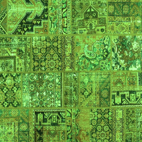 Ahgly Company Indoor Square Patchwork Green Transitional Area Rugs, 6' Square