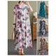 thumbnail image 3 of Vestido suelto de mujer con bolsillos, volantes, cuello en V, manga corta, vestido vintage de v CACAGOO Vestido, 3 of 7