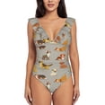 thumbnail image 2 of Yiaed Cute Dog Print Women's Ruffled One Piece Swimsuit V Neck Swimwear Slimming Monokini for Woman-Large, 2 of 8