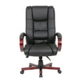 thumbnail image 4 of Office Products High Back Executive Wood Finished Chair with Casters, Mahogany, 4 of 7