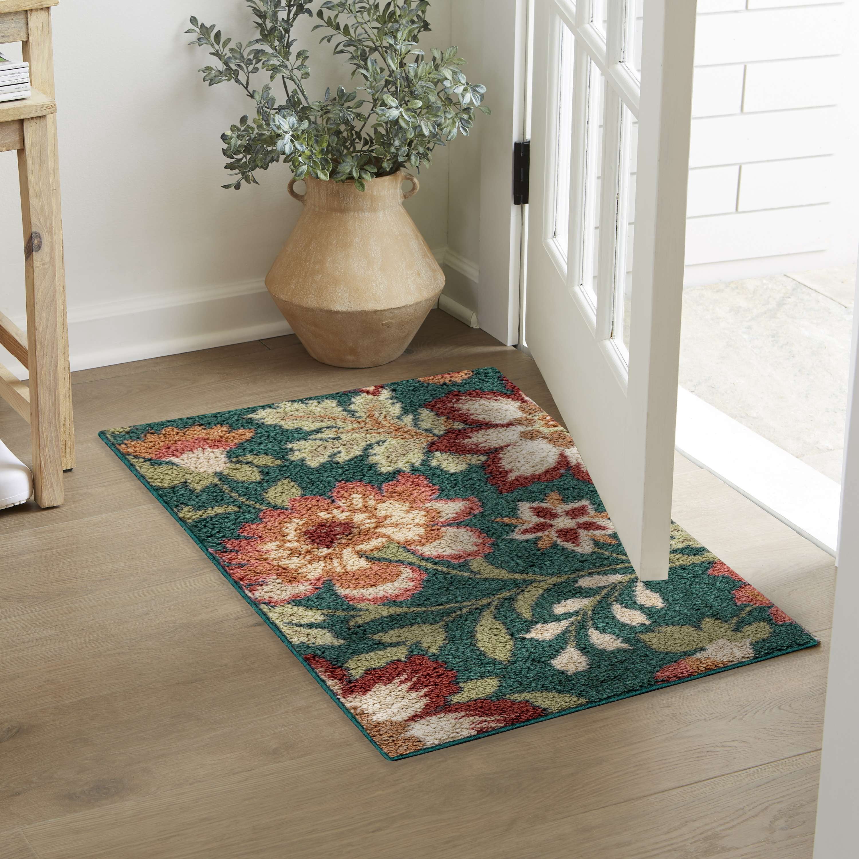 Mainstays Farmhouse Teal Multicolor Oversized Floral Indoor Accent
