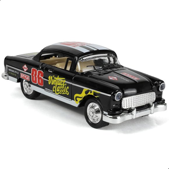 Nuotie Compatible for Chevrolet 1:36 Scale Die cast Car Model for Kid with Pull Back Antique Impala Classic Black Car Toy Old Vintage Coupe Car Model Metal Car Model Collection Gift for Adult