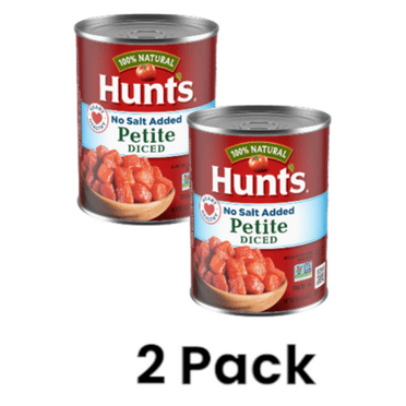 (2 Pack) Hunt's No Salt Added Petite Diced Tomatoes, 14.5 oz Can