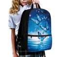 thumbnail image 3 of Binienty Blue Butterfly School Backpack for Teens Kids Adjustable Padded Straps Large Front Pocket Durable Water Resistant Bookbag for Daily Commute Travel, 3 of 6