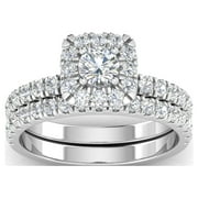 IGI Certified 1.50 Carat TW Diamond Halo Bridal Set Engagement Ring in 10k White Gold (G/I2)