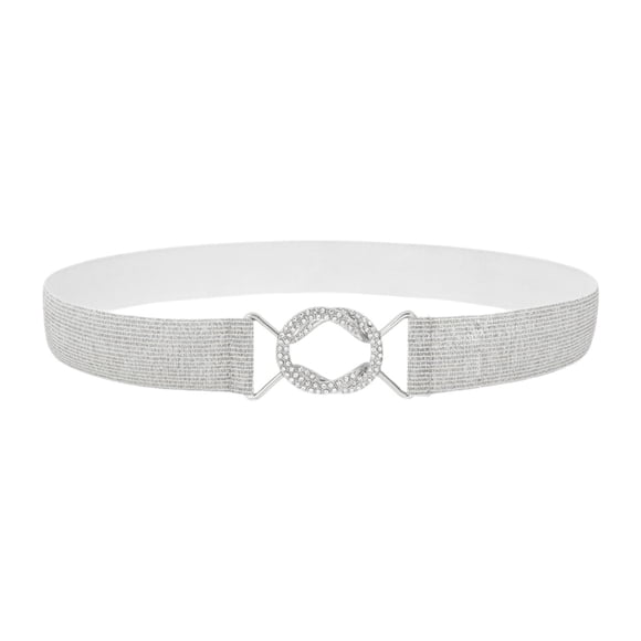 Cinturón elástico elegante para mujer, ideal para ropa urbana, fiestas y cumpleaños. Plata