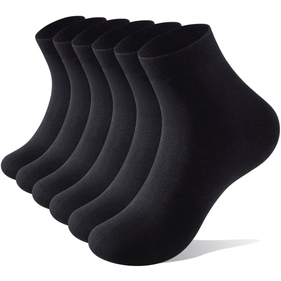 LWFBDTK Cushion Crew Socks, 6-Pairs, Moisture Wicking, Odor Control, Durable, for Work & Athletic, Size L (9-12.5), Black