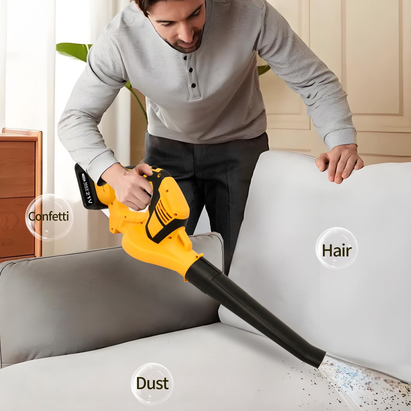 Leaf Blower, 21V*2 Battery-Powered Leaf Blower,140 MPH Cordless Electric Leaf Blower, 3.0Ah Battery and Charger Included, Ideal for Yard and Sidewalk Cleaning.