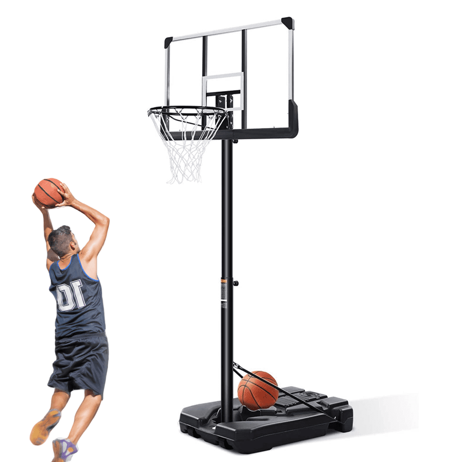 Entil Portable Basketball Hoop 44 inches backboard, Height Adjustable 7ft10ft, for Indoor