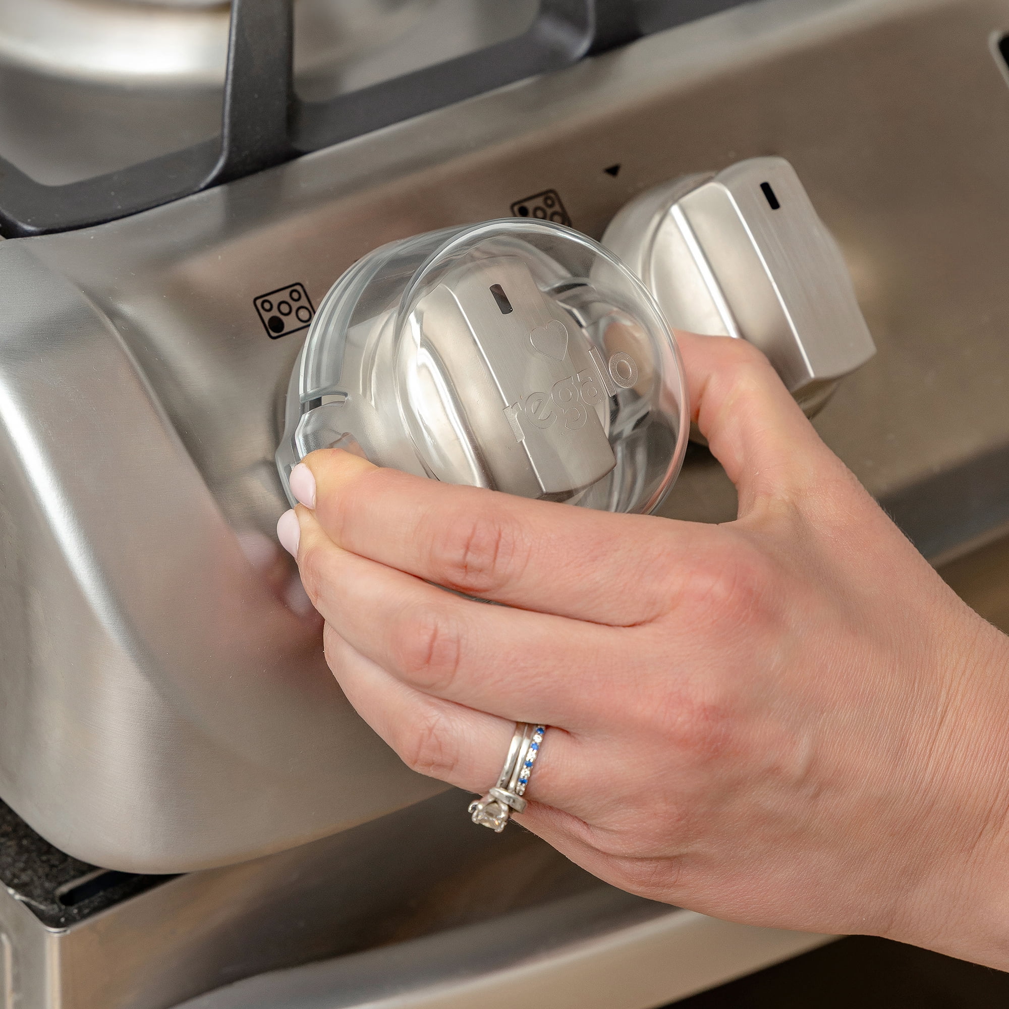 Regalo Baby Proof Stove Knob Covers for Child Safety, Clear Oven Knob Guards, Easy Install, 5 Pack