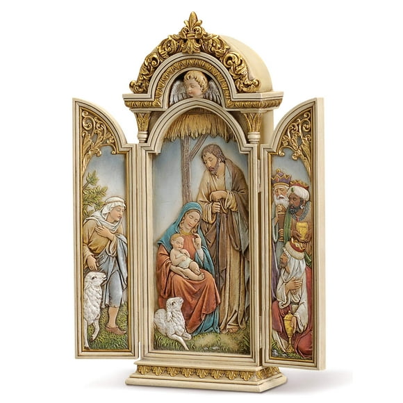 Joseph's Studio by Roman - Nativity Triptych, Renaissance Collection, 12.75" H, Resin and Stone, Religious Gift, Decoration