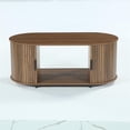 thumbnail image 5 of Demi Bonn 47" Coffee Table, Oval Center Table with Sliding Door for Home Living Room, Office, Brown, 5 of 7