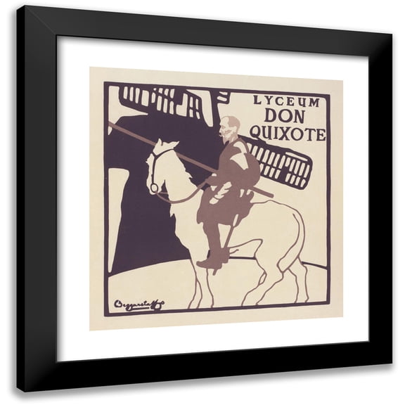 William Nicholson 12x12 Black Modern Framed Museum Art Print Titled - Don Quixote (1897)