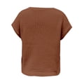 thumbnail image 5 of Gtoiithly Womens Summer Short Sleeve Tops Crew Neck Pullover Sweaters Cap Sleeve Loose Dressy Casual Blouse Basic Clothes Brown L, 5 of 8