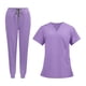 thumbnail image 4 of Uniformes de enfermería Conjunto de exfoliación Trajes de trabajo Manga corta Enfermera Top Pantalones Ropa de trabajo para Púrpura, 4 of 9