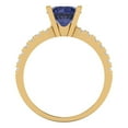 thumbnail image 4 of 1.71 ct Round Cut Simulated Blue Sapphire Solitaire with Accents Engagement Ring for Women in 18K Yellow Gold, 4 of 5