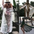 thumbnail image 2 of Women Cover Up Lace Long Cardigan Solid Color Long Sleeve See Through Beachwear, 2 of 6