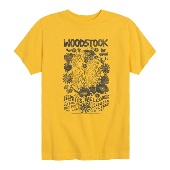Woodstock - Woodstock Hippie -Youth Short Sleeve Graphic T-Shirt Short Sleeve Graphic T-Shirt