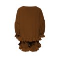 thumbnail image 4 of DHFJKG 2 Piece Outfits For Women Summer Shorts Set Ruffle Long Sleeve Loose Fit Solid Color T Shirt And Shorts Matching Sets Soft Outfit, 4 of 5
