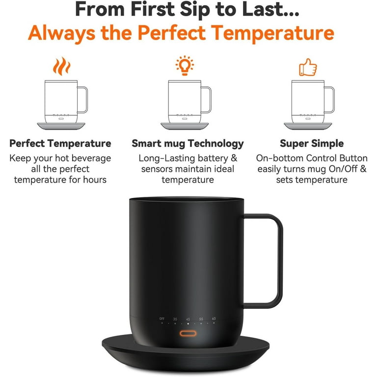 Coffee Mug Warmer & Mug Set,Smart Self Heating Mug,Stainless Steel Mug with  Sliding Sip Lid 12 oZ,for Desktop Home Office Hot Drink Cup,Gift for