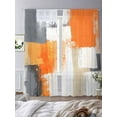 thumbnail image 2 of Burnt Orange Grey Sheer Curtains 108 Inch Length 2 Panels Set, Abstract Geometric Oil Painting Modern Voile Window Treatment Semi Sheer Long Curtains Drapes for Bedroom/Living Room/Kitchen 52"x108"x2, 2 of 7