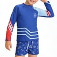 thumbnail image 4 of Rojo Blanco Azul Traje de Baño de una Pieza Conjunto Completo de 3 Piezas para Mujeres con Guardia de Manga Larga, Pantalones de Baño Y Gorra para Niños de Manga Larga, 4 of 9