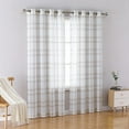 thumbnail image 2 of Shininglove Buffalo Plaid Curtains Linen Checked Curtain Drapes Semi-Sheer Rustic Window Treatment Sets, 52" W x 84" L, Taupe, 2 Panels, 2 of 7