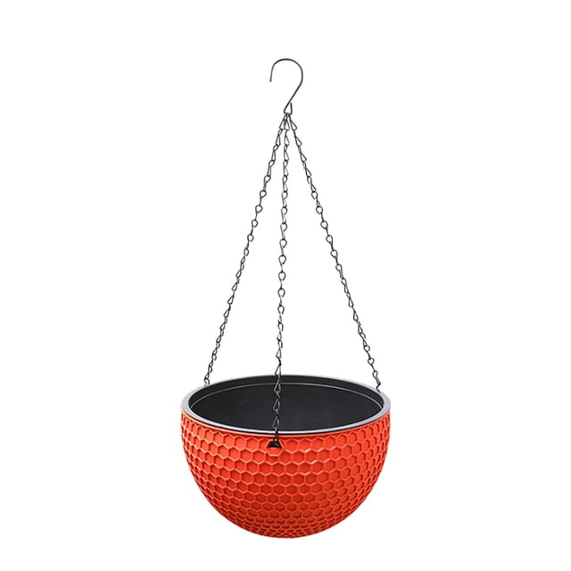 Great promotion! Hanging Basket Planter Round Gardening Hanging Premium Plastic Brown Pot Comes With Drainer And Chain Hanging Flowers Pot For Indoor Outdoor