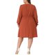 thumbnail image 3 of Vestido Boho de Talla Grande para Mujer Agnes Orinda con Puntos Suizos, Mangas Largas, Volantes, Vestido Midi Babydoll 3X Caramelo, 3 of 6