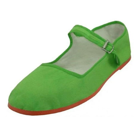 Shoes8teen Womens Cotton China Doll Mary Jane Shoes Ballerina Ballet Flats 114 green 9