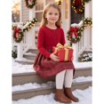 thumbnail image 3 of Sunny Fashion Girls' Long Sleeve Ribbed Knit Bodice Tartan Plaid Red Dress (Little Girls), 3 of 8