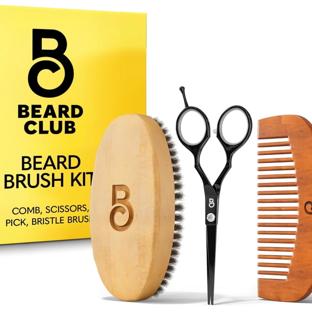 Kit de cuidado de barba The Beard Club: cepillo para barba, peine y tijeras