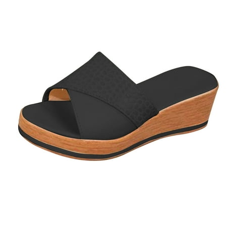 

LWVITH Clearance! Wedges Sandals for Women Summer Wide Fit Ladies Wedge Sandals & Slides Sale Clearance Bow Knot Peep Toe Slip On Sliders High Heels Platform Sandals