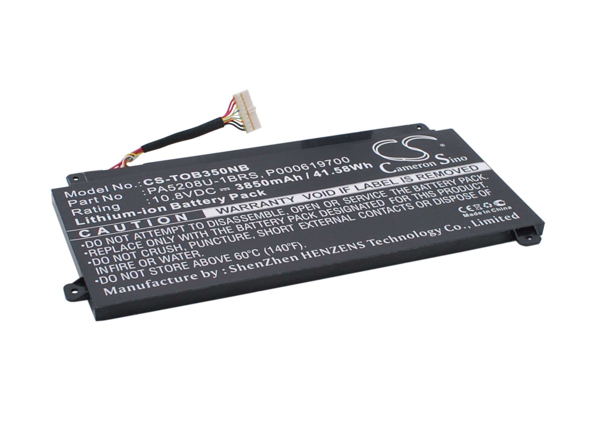 Replacement Battery for Toshiba 10.8v 3850mAh / 41.58Wh Laptop Battery