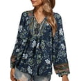 thumbnail image 3 of FASHIONWT Women Plus Size V-Neck Pullover Print Oversized Casual Long Sleeve T-Shirt, 3 of 4