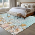 thumbnail image 4 of Teal Starfish Coastal Area Rugs 8'x10', Washable Small Throw Rugs for Living Room Patio, Summer Beach Shell Wooden Indoor Outdoor Rug Non-Slip Low Pile Carpet Runner Reversible Floor Mats, 4 of 8