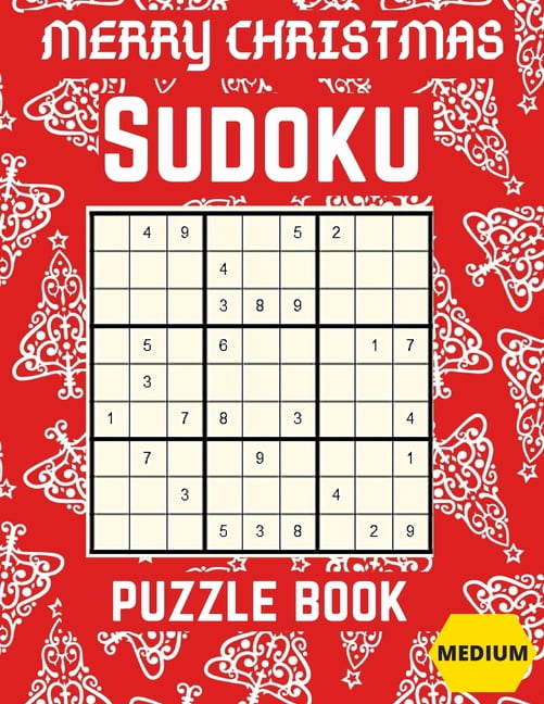 merry christmas sudoku puzzle book medium large print sudoku puzzles games book for adults with solutions perfect present for christmas cards easter holiday birthday greeting father s day gifts paperback walmart com
