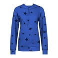 thumbnail image 3 of LUXUR Ladies Sweatshirt Stars Print Pullover Drawstring Hoodies Loose Fit Hooded Tops Long Sleeve Peacock Blue M, 3 of 7